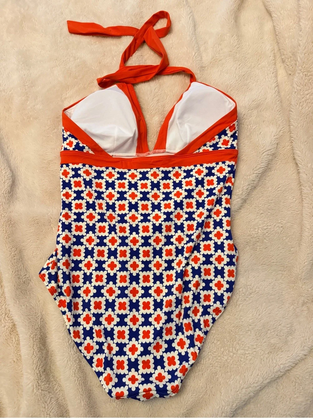 Boden Women's Floral One-Piece Swimsuit in Navy and Orange - Picture 2 of 4